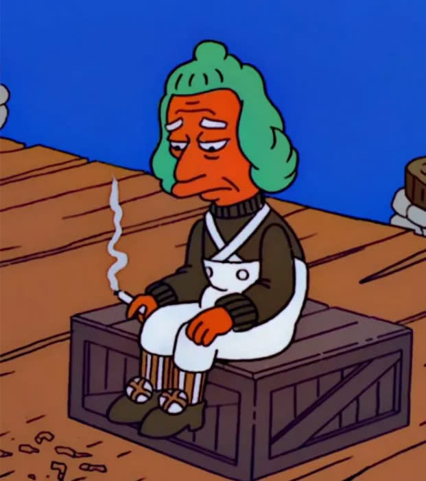An Oompa Loompa even appears in The Simpsons episode “Sweets and Sour Marge,” the eighth episode of Season 13. FOX