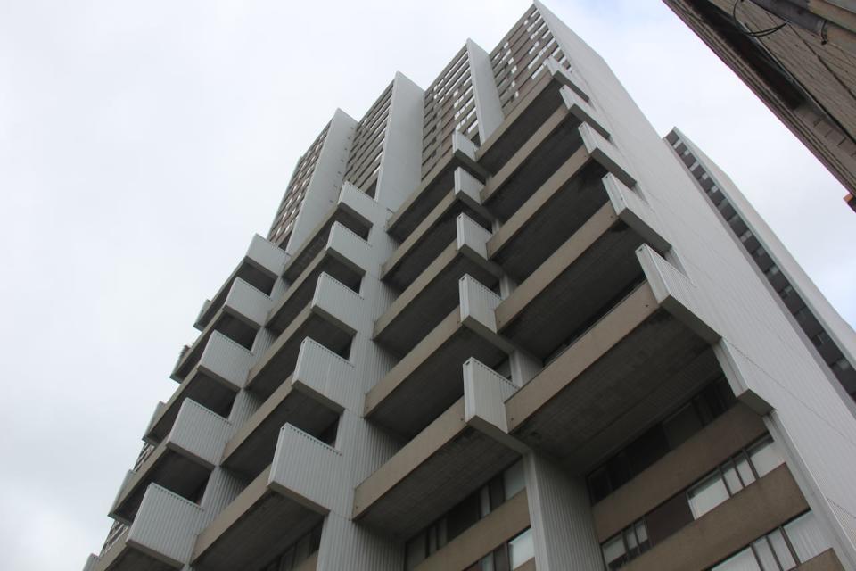 The Royal Windsor Terrace building. Many residents are still without heat after the collapse of the building's hydro vault in September. 