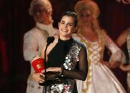 2017 MTV Movie and TV Awards - Show – Los Angeles, U.S., 07/05/2017 – Emma Watson accepts the Best Actor in a Movie award for "Beauty and the Beast." REUTERS/Mario Anzuoni