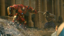 <p> <strong>The fight:</strong> Hulk, as Hulks do, Hulks out in a public place and Iron Man calls in his Hulkbuster suit to try and take care of the situation. The result is exactly the kind of car throwing, building levelling carnage you’d expect from a super-powered one on one. </p> <p> <strong>Killer move: </strong>When Stark activates the Hulkbuster’s rapid fire pile driver arm and firmly buries the Hulk’s head into the road with a series of punches. </p>