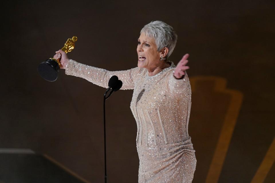 Jamie Lee Curtis won her first Oscar as best supporting actress for "Everything Everywhere All at Once."