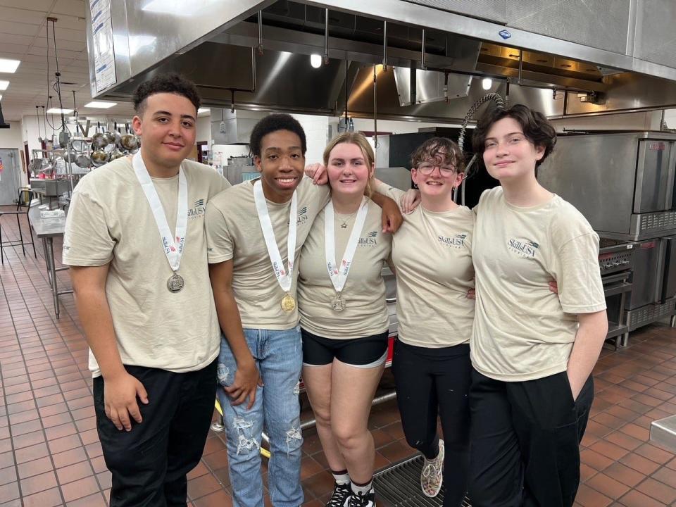 Students in the Institute of Culinary Arts program at Eastside High School recently won several awards and volunteered at the state SkillsUSA competition.
(Credit: Photo provided by Alachua County Public Schools)