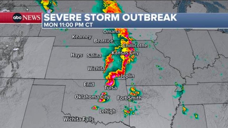 PHOTO: More storms may pop by 12 ET, east of Oklahoma City, an area devastated by tornadoes at the end of April.  (ABC News)