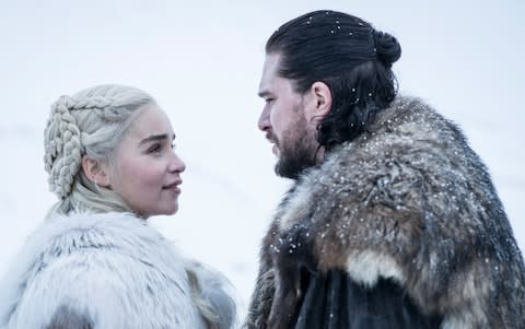 Emilia Clarke and Kit Harington in Game of Thrones - Credit: HBO