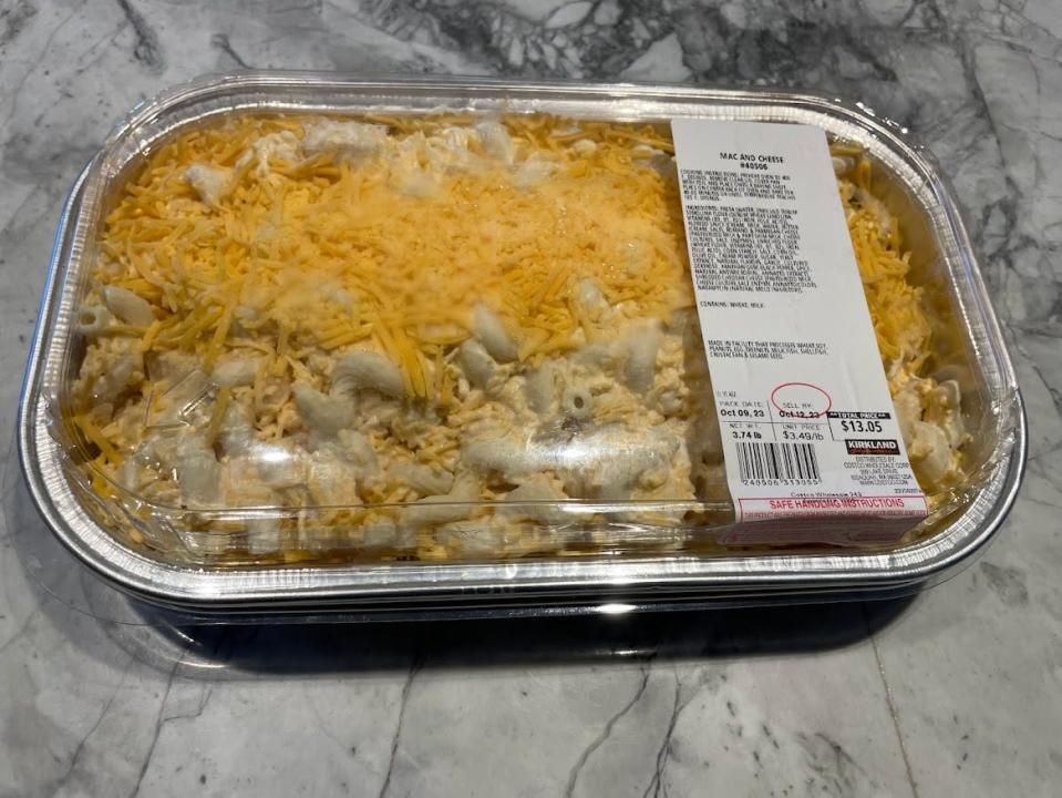 Kirkland Signature mac and cheese in packaging