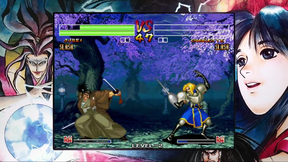 In the NEOGEO Collection version of Samurai Shodown 4, Jubei faces Charlotte.