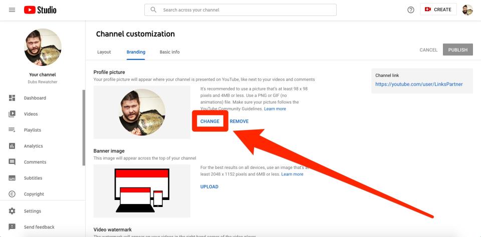 how to change youtube profile picture 2