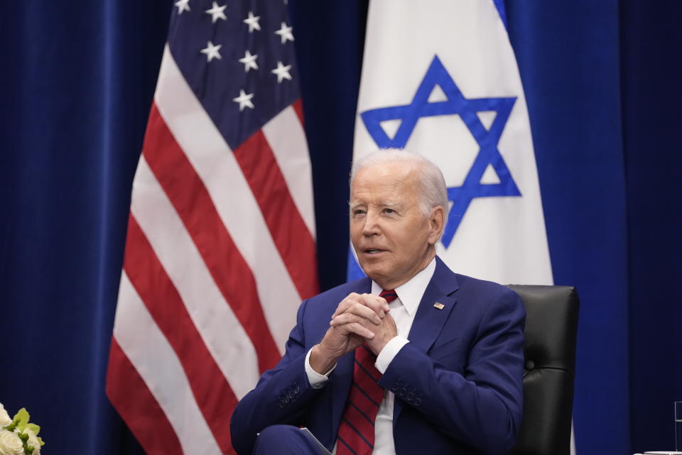 President Joe Biden meets with Israeli Prime Minister Benjamin Netanyahu in New York, Wednesday, Sept. 20, 2023. Biden was in New York to address the 78th United Nations General Assembly. (AP Photo/Susan Walsh)