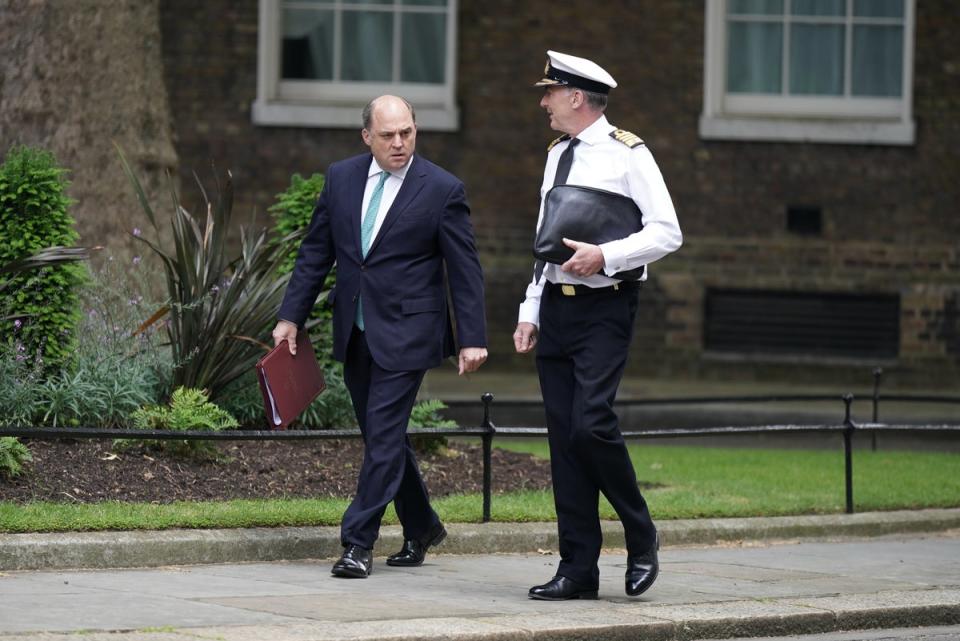 Chief of the Defence Staff, Admiral Sir Tony Radakin, right, and Defence Secretary Ben Wallace (Aaron Chown/PA) (PA Wire)