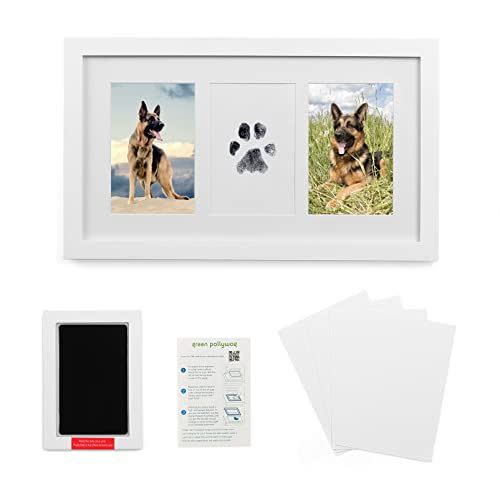 14) Green Pollywog | Paw Print Frame Kit | Paw Print Picture Frame | Dog Dad Frame | Dog Paw Print Gifts | No Mess Ink Pad for Pets | Pet Memorial Picture Frame | Pawprint Frame | Cat Paw Print Kit
