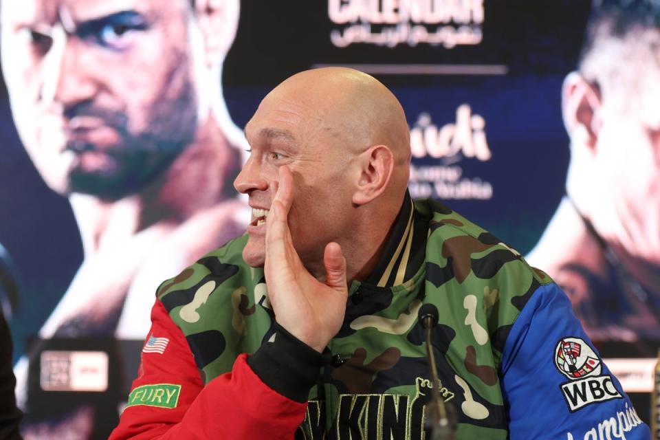 Fury at a pre-fight press conference for his bout with Oleksandr Usyk (Getty Images)