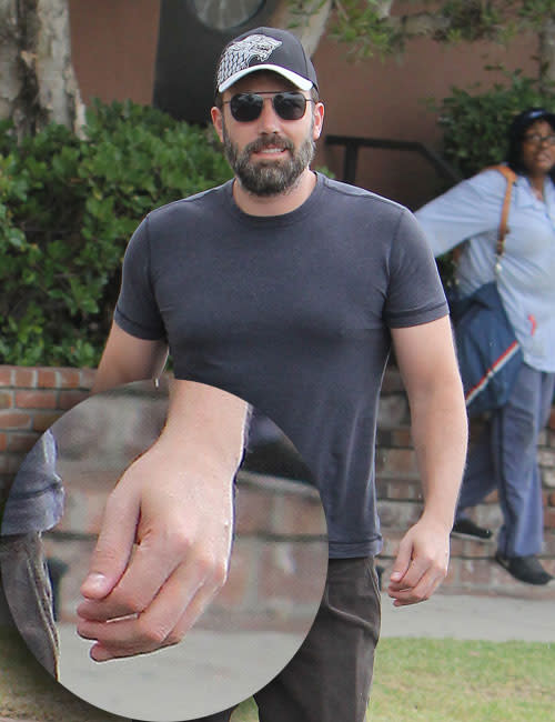 It looks like Ben Affleck is starting to forego wearing his wedding ring. The <em>Batman v Superman: Dawn of Justice</em> star – who, up until recently, had still been wearing his ring in the weeks after he and his ex Jennifer Garner announced that they were divorcing -- ditched the ring while out and about in Los Angeles on Tuesday. An eyewitness tells ET that the 45-year-old actor also left his ring at home when he went on a family outing to Underwood Family Farms in Moorpark, California on Monday. FameFlynet <strong>WATCH: Ben Affleck Wears His Wedding Ring as He Brings an Adorable Puppy of Hope to Atlanta </strong> Ben was accompanied by his three children -- Violet, 9, Seraphina, 6, and Samuel, 3 -- as well as a nanny for the children. The kids have been staying in the family home with their dad recently while Jennifer remains in Atlanta to film her movie. She will reportedly stay in town until Friday. A source tells ET that the Oscar winner still sported his wedding band over the weekend while he and the kids went around the city, shopping at craft stores and enjoying Starbucks. <strong>WATCH: Matt Damon Shares Update on Ben Affleck, Admits 'Marriage Is Insane' </strong> An eyewitness tells ET that Ben seemed tired while keeping up with his children, but has been doing his best to put in the effort. Ben and Jennifer have been maintaining a united front for their kids since the split. According to a source, it doesn’t seem that Ben has made any contact with his ex-nanny Christine Ouzounian, with whom he was rumored to have been romantically involved. <strong>WATCH: The NannyGate Diaries: A Complete Timeline of Ben Affleck's Divorce Scandal </strong> Earlier this month Ben was seen rocking his ring on the red carpet at the premiere of the new season of <em>Project Greenlight</em> in Los Angeles, alongside his long-time pal and collaborator Matt Damon. Check out the video below to see more.