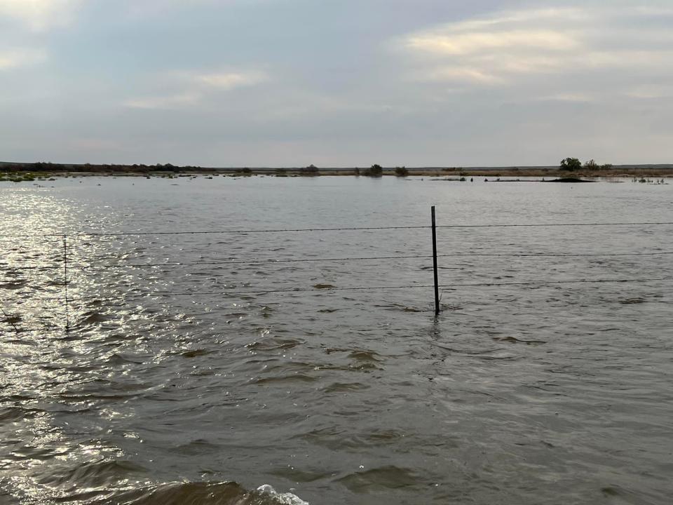 Flood water from the Pecos River overflowed onto roads and farmlands east of Dexter on Aug. 24, 2022. Dexter Fire and Rescue received help from Roswell area fire departments with evacuations, according to social media posts.
