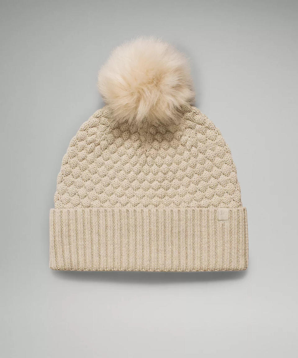 Bubble Knit Pom Beanie. Image via Lululemon.