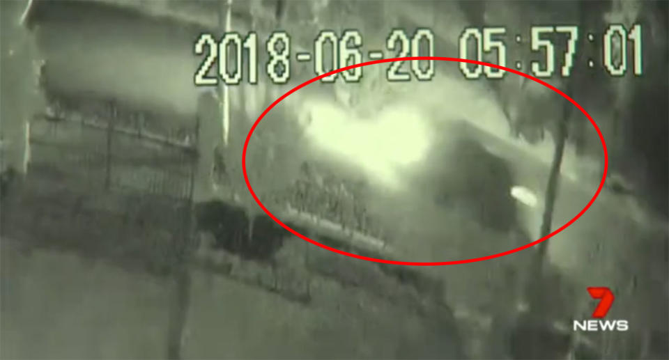 Security video shows a dark car in the area at the time of the attack. Source: 7 News