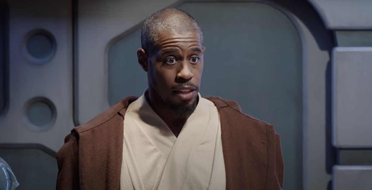 Ahmed Best in Star Wars: Jedi Temple Challenge. (Disney)
