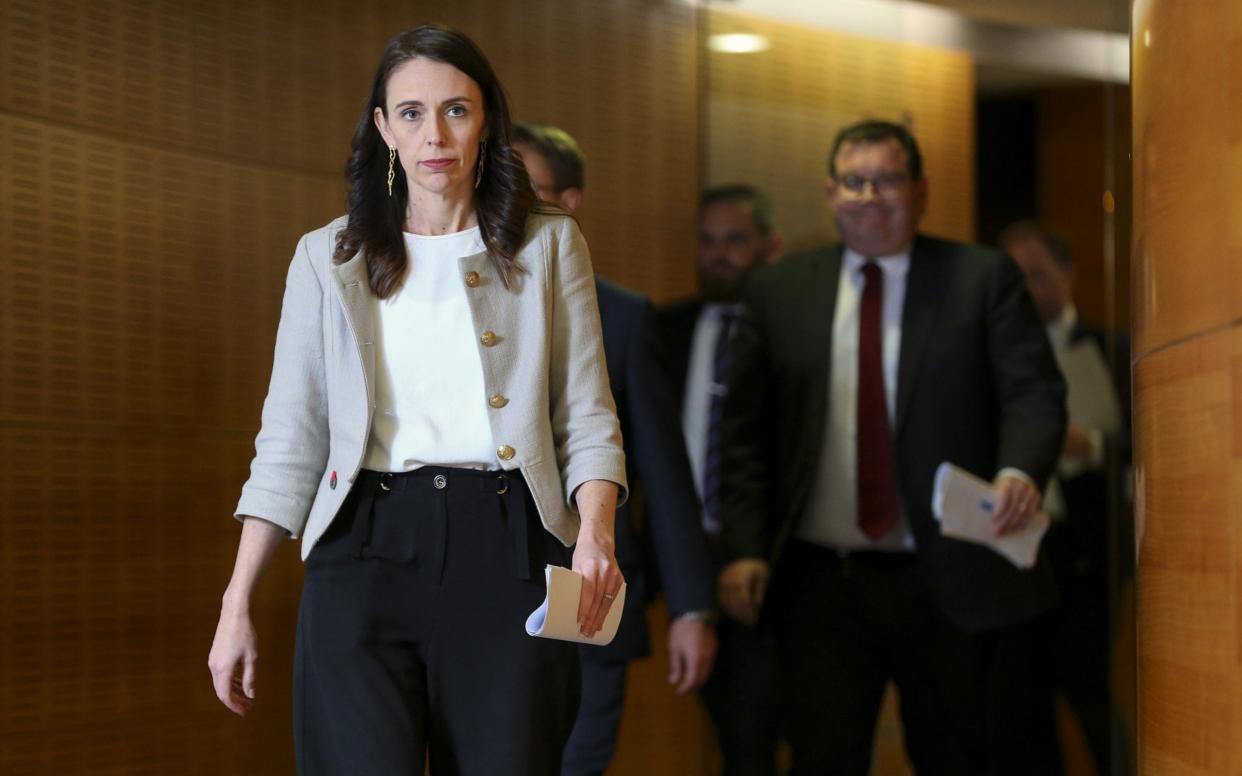 Prime Minister Jacinda Ardern arrives at a press conference - Hagen Hopkins/Getty Images