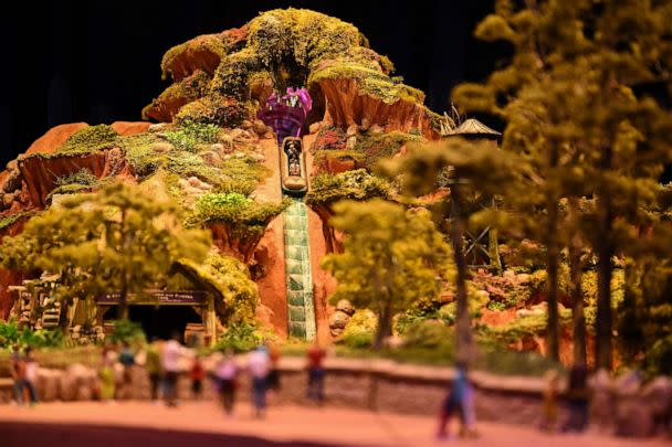 PHOTO: In this Sept. 9, 2022, file photo, a model of Tiana's Bayou Adventure, which will reimagine Disneyland's Splash Mountain, is displayed during the Walt Disney D23 Expo in Anaheim, Calif. (Patrick T. Fallon/AFP via Getty Images, FILE)