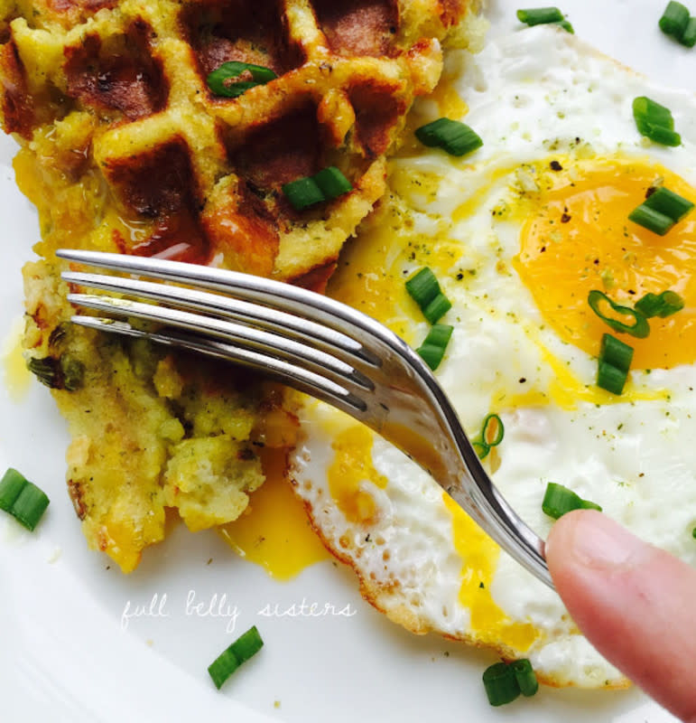 <p>Full Belly Sisters</p><p>These Thanksgiving stuffing waffles take everyone's favorite holiday side dish and bring it to a whole new crispy, delicious level—by cooking it in a waffle iron. Perfect for the big holiday, or just for using leftovers! </p><p><strong>Get the recipe: <a href="https://fullbellysisters.blogspot.com/2015/11/thanksgiving-stuffing-waffles.html" rel="nofollow noopener" target="_blank" data-ylk="slk:Thanksgiving Stuffing Waffles;elm:context_link;itc:0;sec:content-canvas" class="link rapid-noclick-resp">Thanksgiving Stuffing Waffles</a></strong></p>