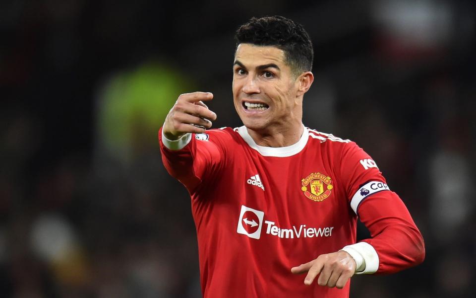 Manchester United's Cristiano Ronaldo reacts during the English Premier League match between Manchester United and Wolverhampton Wanderers in Manchester, Britain, 03 January 2022. Manchester United vs Wolverhampton Wanderers, United Kingdom - 03 Jan 2022 - SHUTTERSTOCK