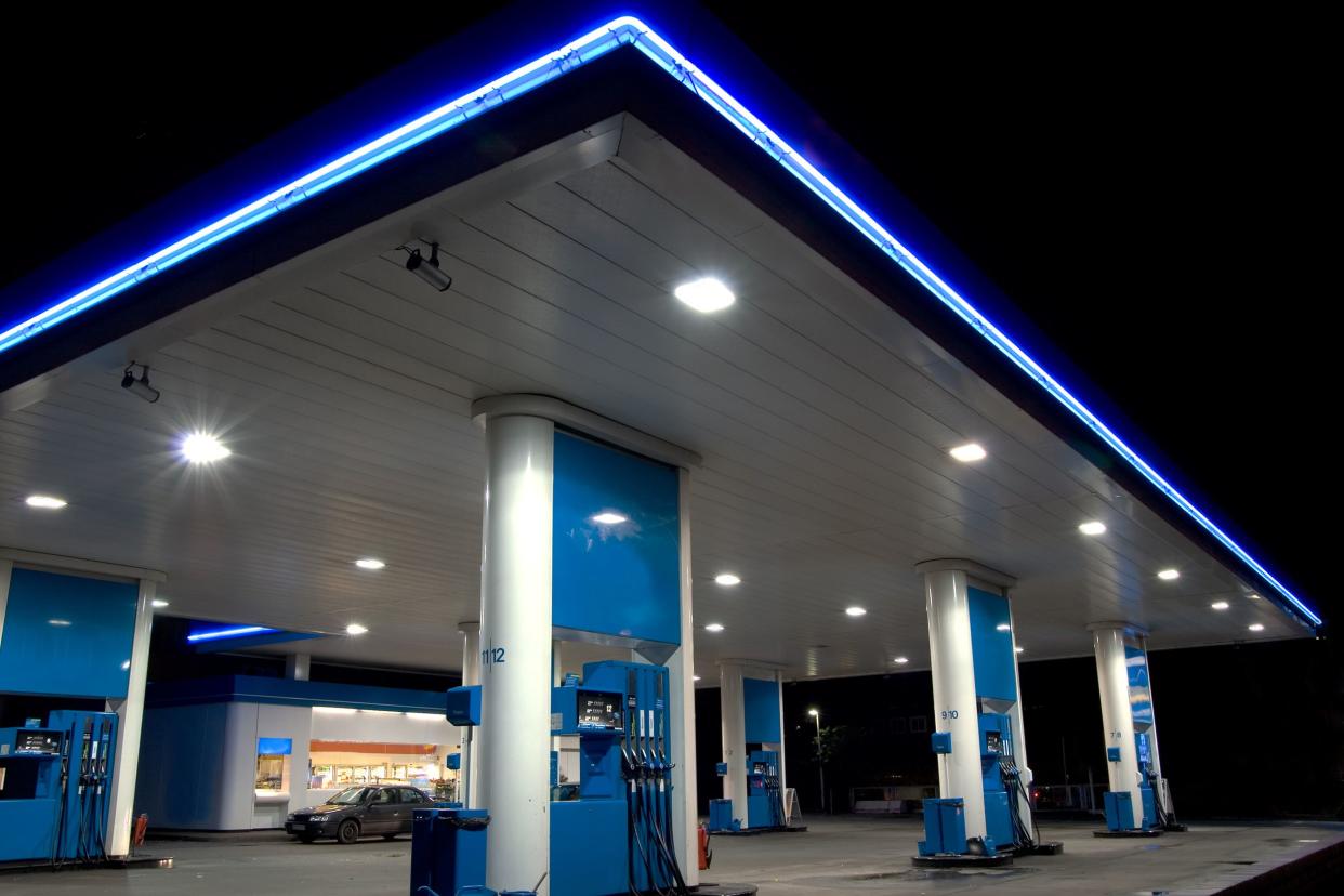 blue gas station