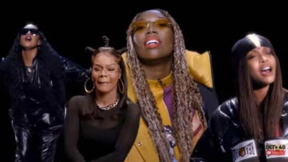 The “BET Hip-Hop Awards” cypher featured (from left) H.E.R., Teyana Taylor, Brandy and Erykah Badu, who rocked their mics right.
