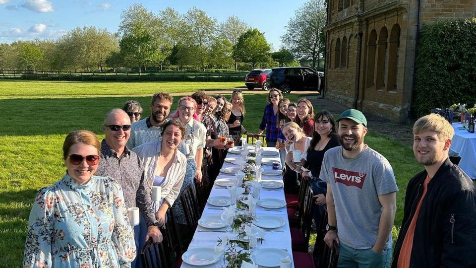 Archaeologists enjoying a meal at Althorp