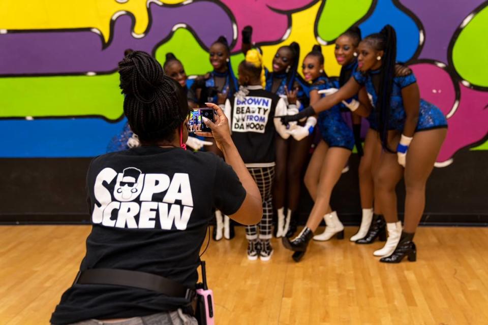 “Supa Girlz” producer and director Trishtan Williams takes a photo of Traci Young-Byron and the Golden Girlz during the filming of the docuseries.