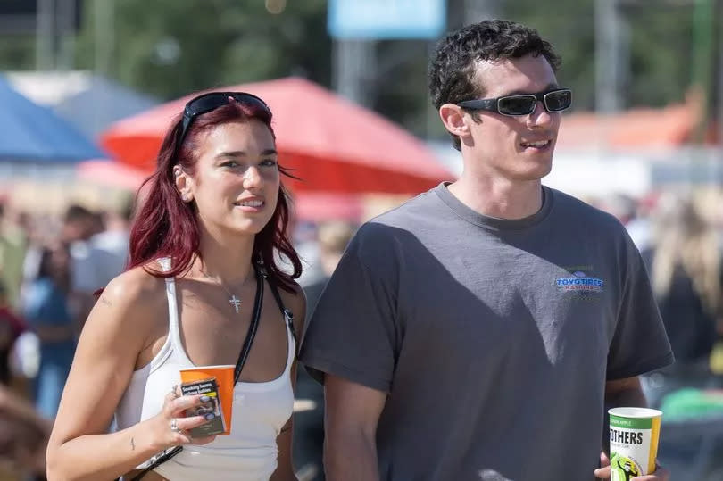 Dua Lipa and Callum Turner during day four of Glastonbury