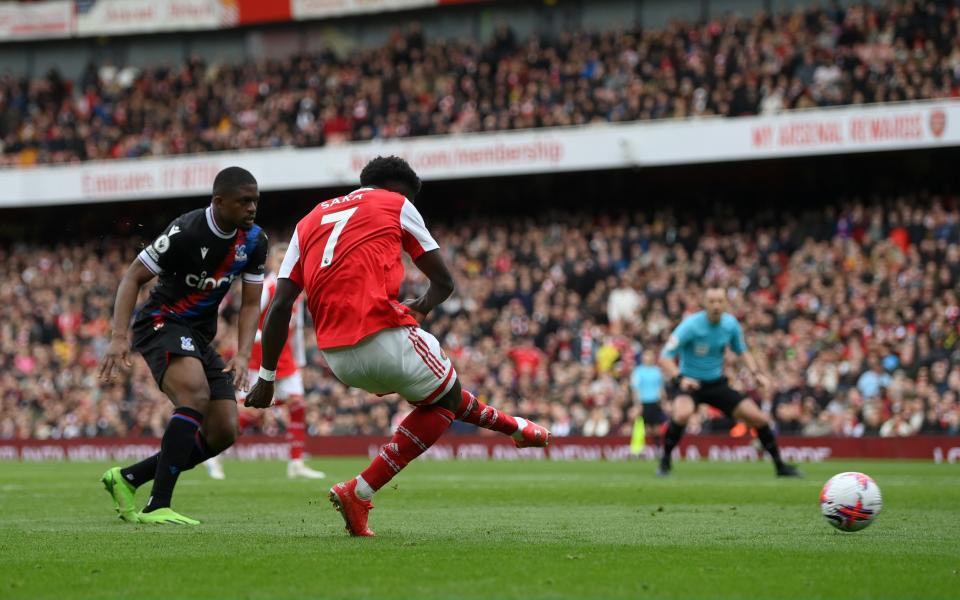 Bukayo Saka of Arsenal scores the team's second - Shaun Botterill/Getty Images