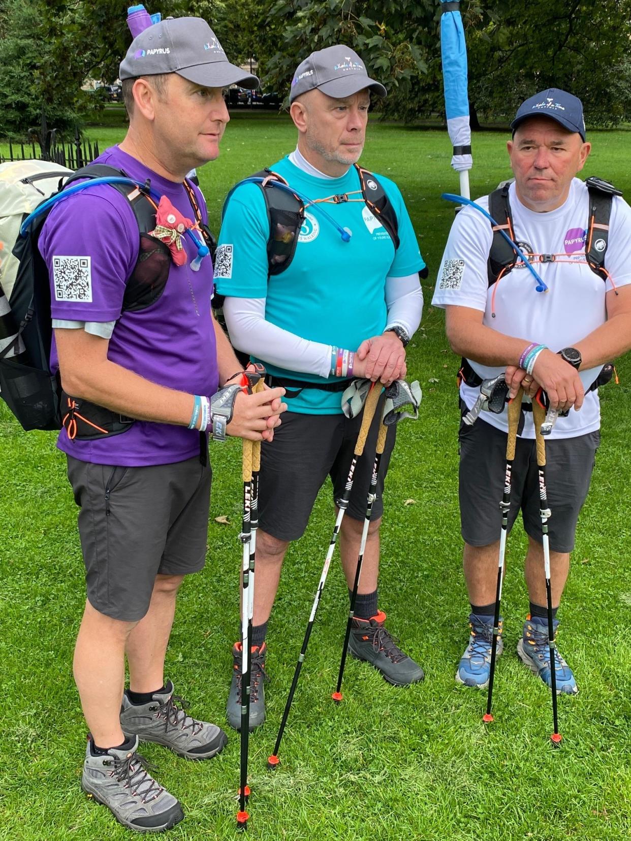 Tim Owen, Mike Palmer and Andy Airey setting off in Edinburgh (PAPYRUS/PA)