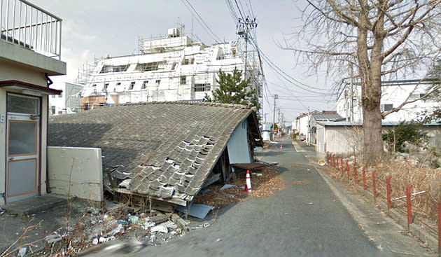 Screenshot from Google Maps shows the nuclear no-go zone where former residents have been unable to live because of the radiation spewing from the Fukushima Dai-ichi nuclear power plant.