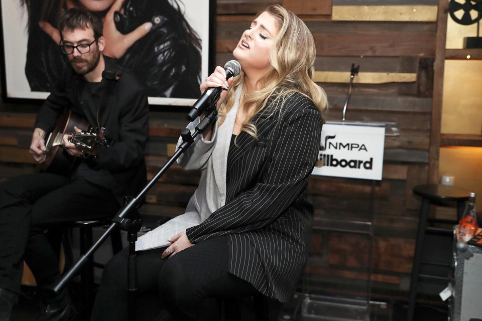 Meghan Trainor performs at the NMPA and Billboard Grammy week songwriter showcase in L.A. on Wednesday. 