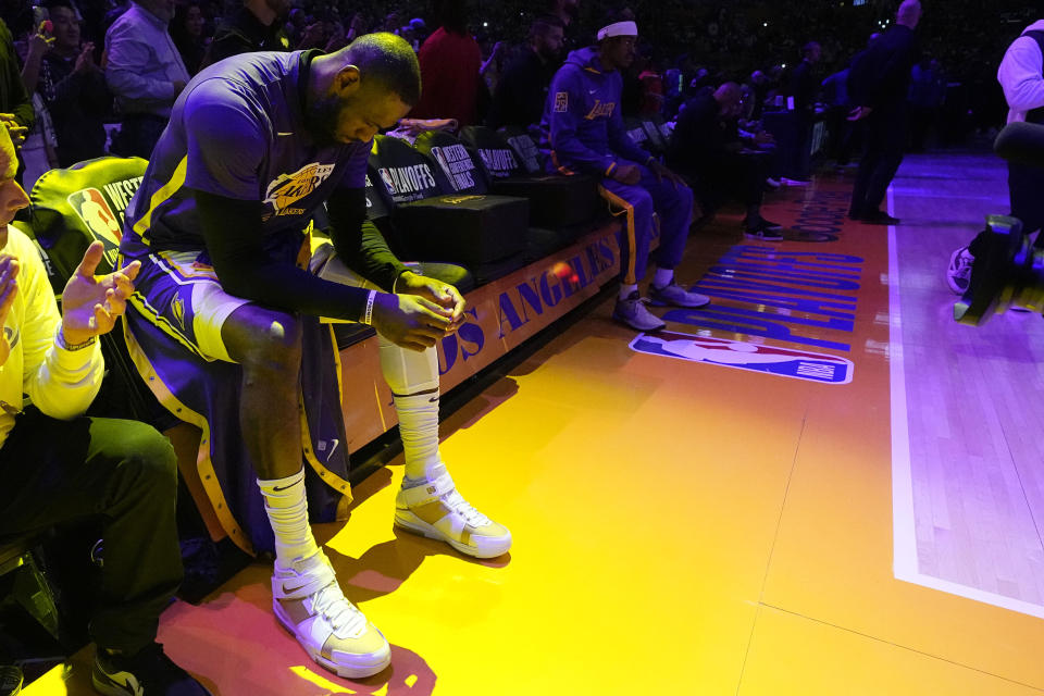 Los Angeles Lakers forward LeBron James said he has a lot to think about this offseason, teasing a possible retirement. (AP Photo/Mark J. Terrill)
