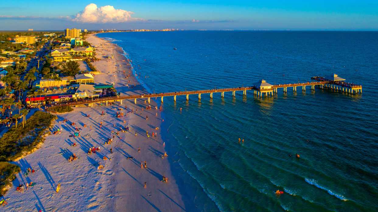  Pier at Fort Myers beach at sunset. 