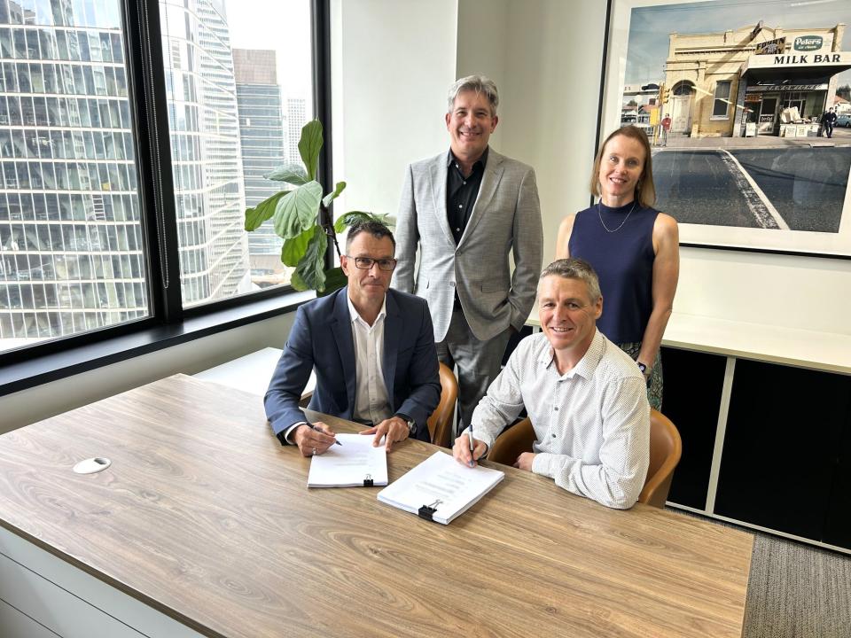 Pictured from left to right - Martin Stoemmer, IMCD APAC Business Group Director, Lubricants and Energy (seated) - Ryan Harrison, Managing Director, IMCD Australia and New Zealand (standing) - Bruce Forder, Managing Director, ResChem Technologies (Seated) )- Jennifer Fodor, ResChem Technologies Financial Manager (Standing)