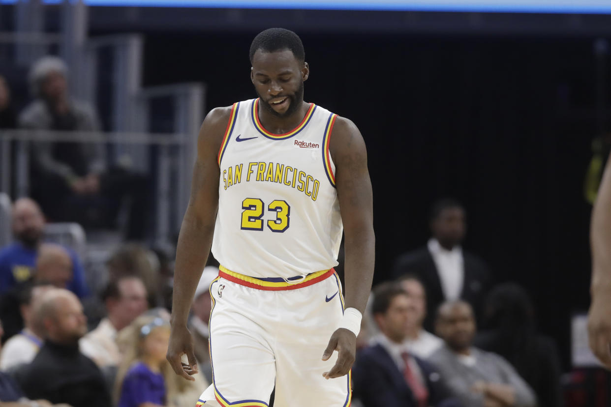 Warriors forward Draymond Green suffered a ligament injury during Friday's game against the Spurs. (AP Photo/Jeff Chiu)