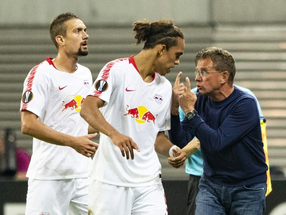 Ralf Rangnick coachte Yussuf Poulsen in Leipzig (ROBERT MICHAEL)