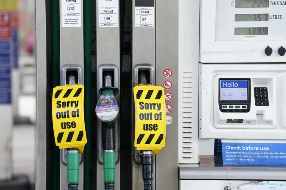 A petrol station in Sheffield which is closed due to having no fuel (PA)