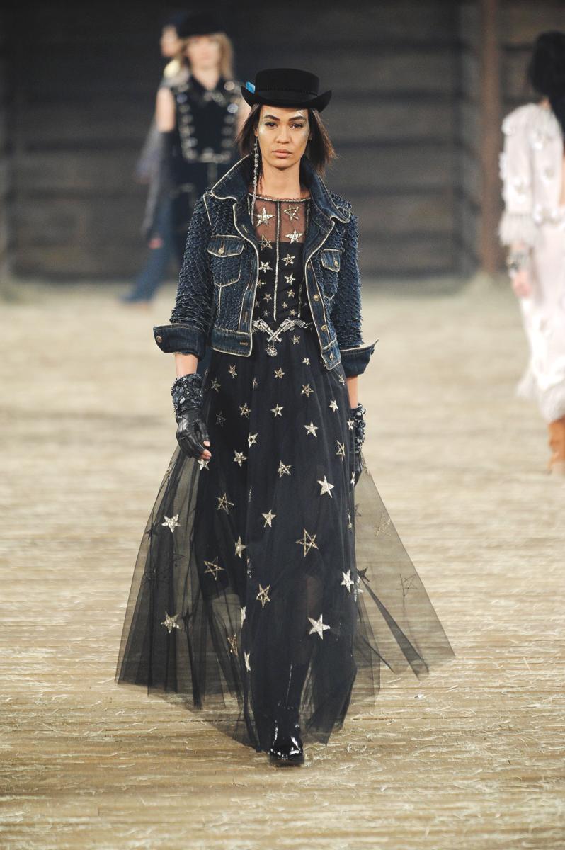 Model wears a look from Chanel for Pre-Fall 2014