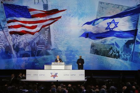 Israel's Prime Minister Benjamin Netanyahu addresses the American Israel Public Affairs Committee (AIPAC) policy conference in Washington, March 2, 2015. REUTERS/Jonathan Ernst