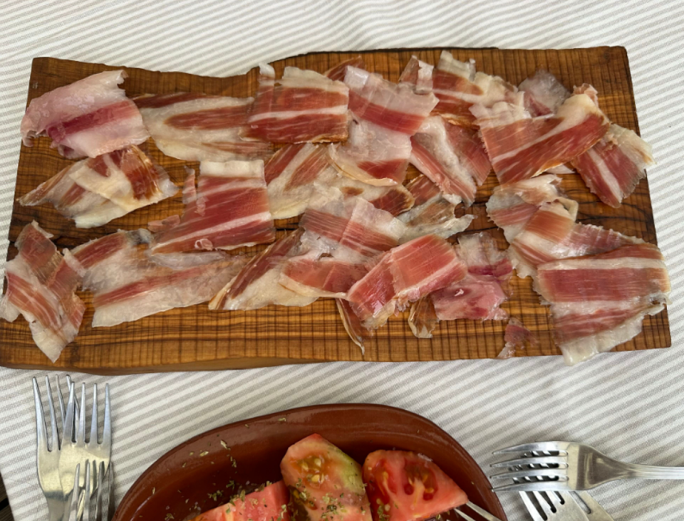 Mouth-watering slices of ‘presunto’, the famed dry-cured pig thigh (Joanna Booth)