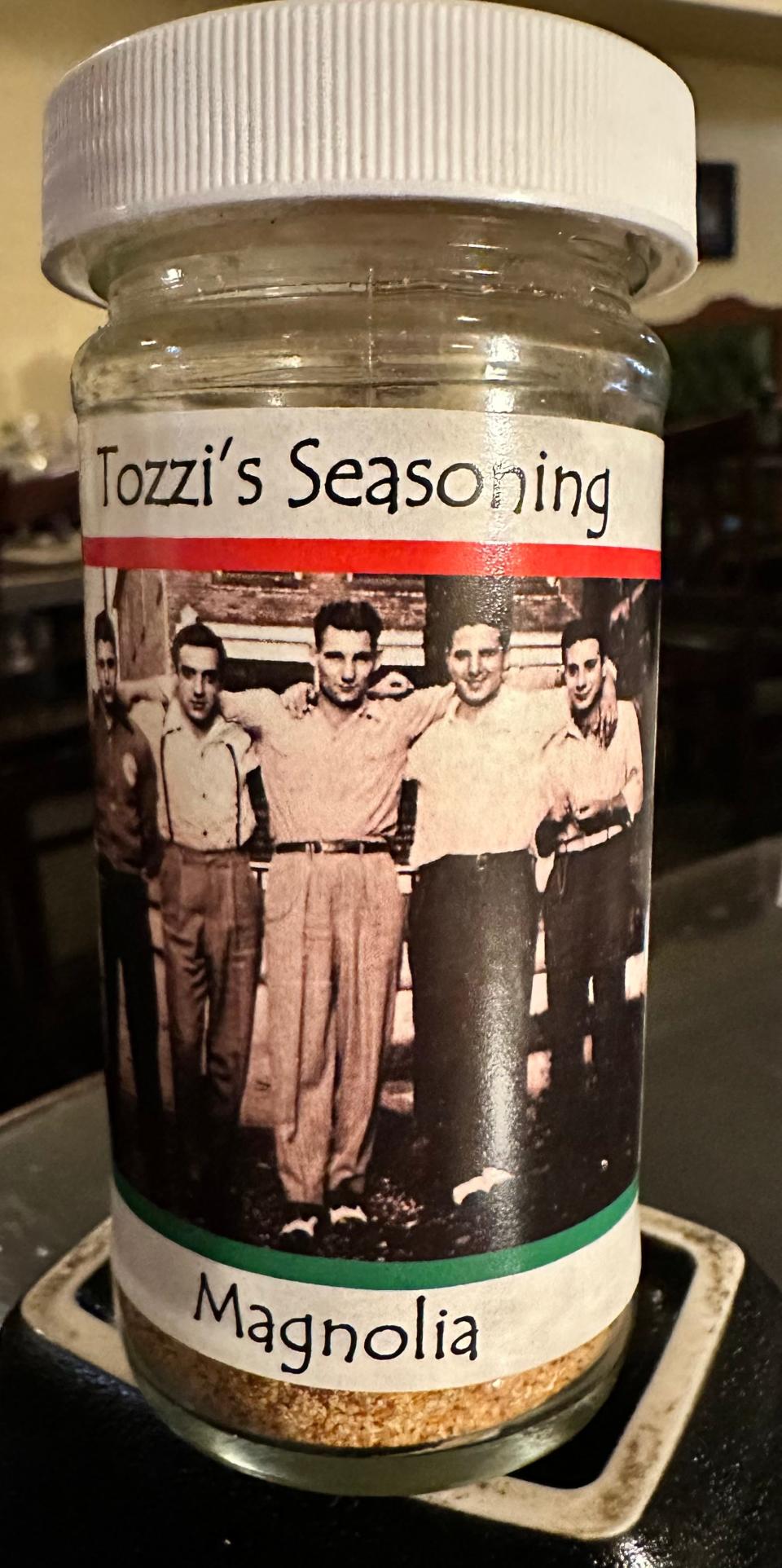 Jars of Tozzi's Seasoning blend, consisting of salt, paprika, garlic, onion, celery and other spices, are available for purchase.