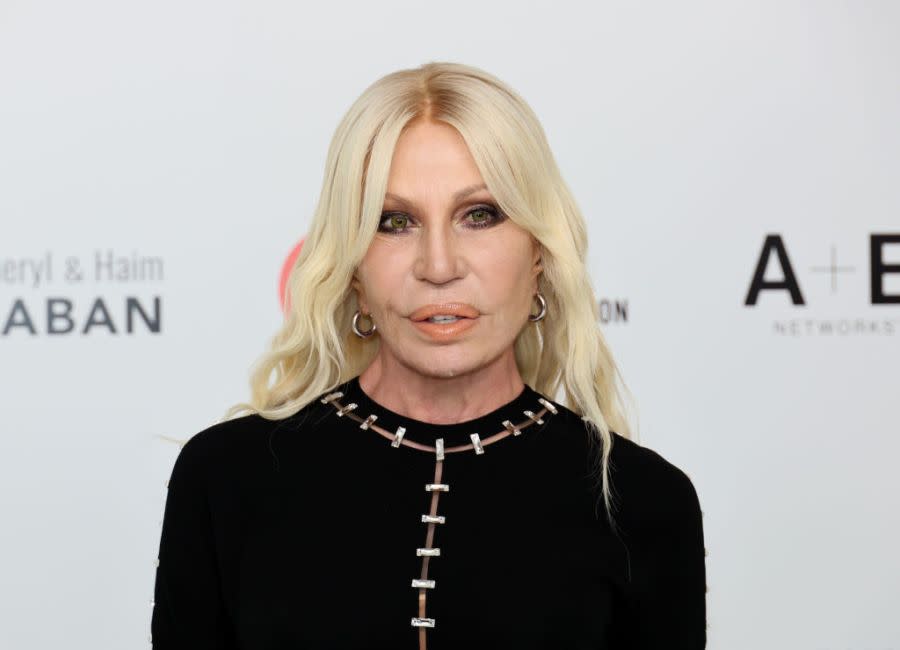 WEST HOLLYWOOD, CALIFORNIA – MARCH 10: Donatella Versace attends the Elton John AIDS Foundation’s 32nd Annual Academy Awards Viewing Party on March 10, 2024 in West Hollywood, California. (Photo by Dia Dipasupil/WireImage)