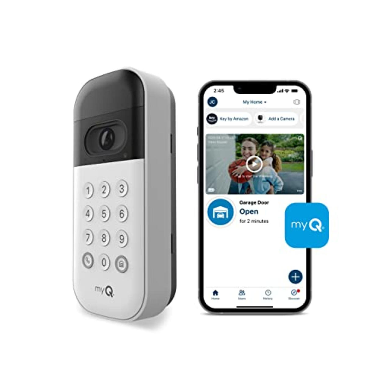 myQ Smart Garage Door Video Keypad with Wide-Angle Camera, Customizable PIN Codes, and Smartphone Control – Take Charge of Your Garage Access – Works with Chamberlain, LiftMaster and Craftsman openers (AMAZON)