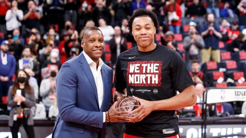 The Toronto Raptors have a well-known identity, and the mastermind behind the operation has given some insight into the origin of his jumbo-sized rosters. (Getty Images)