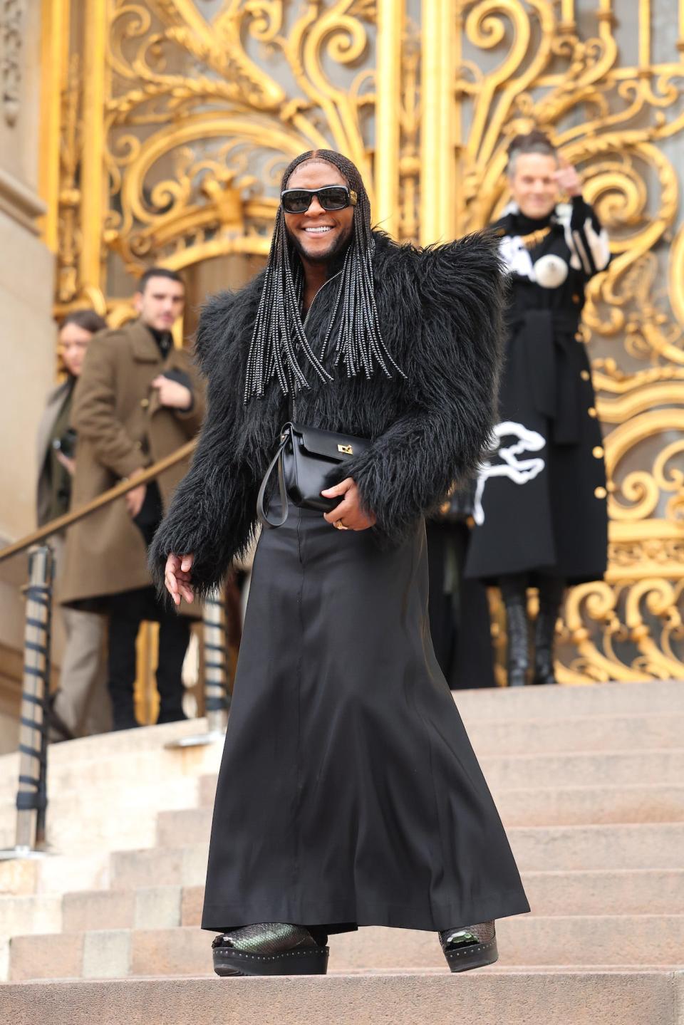 Law Roach at the Schiaparelli Spring 2023 show during Paris Fashion Week.