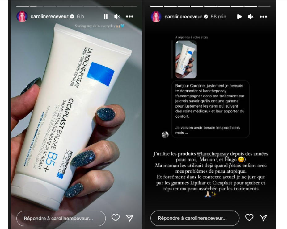 Capture d'écran Compte Instagram Caroline Receveur