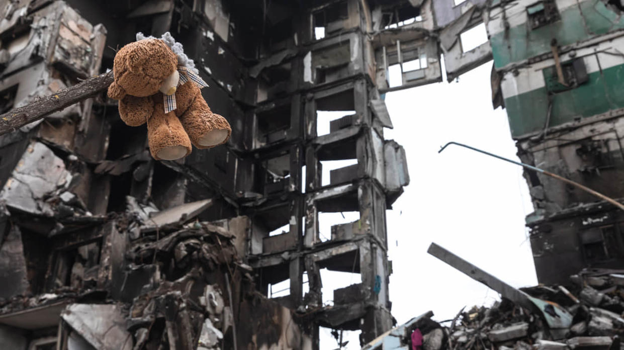 Aftermath of Russian shelling attack on Borodianka. Stock photo: Getty Images