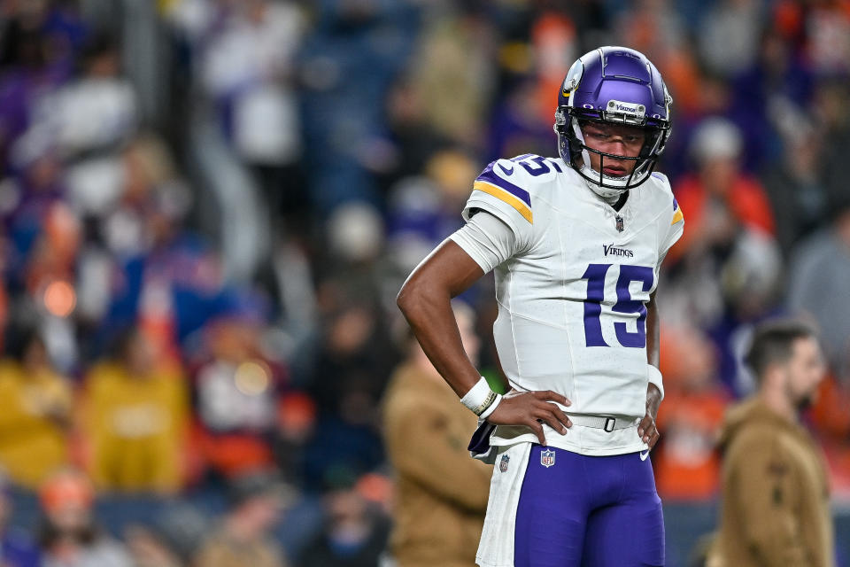 Joshua Dobbs and the Vikings are trying to make up for a loss at the Broncos last week. (Photo by Dustin Bradford/Getty Images)